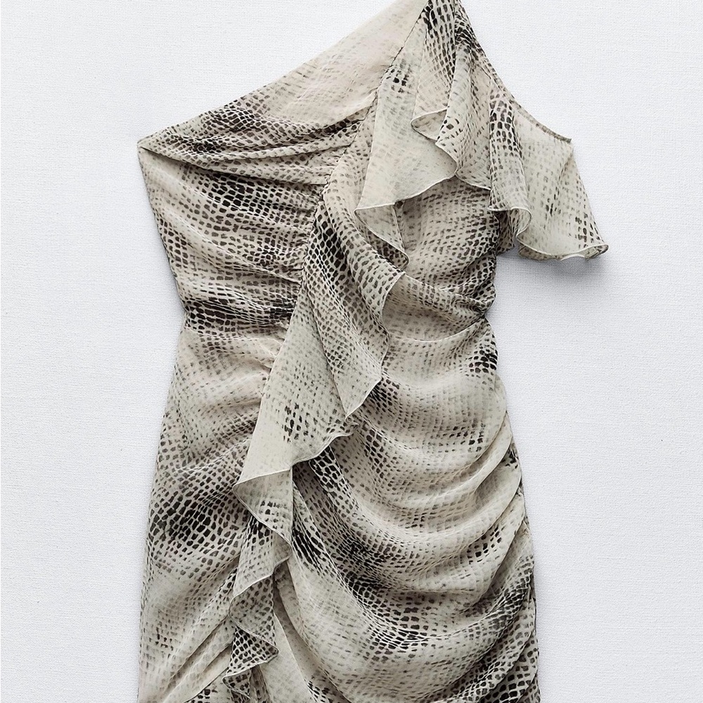 Zara One-Shoulder Ruffle Dress